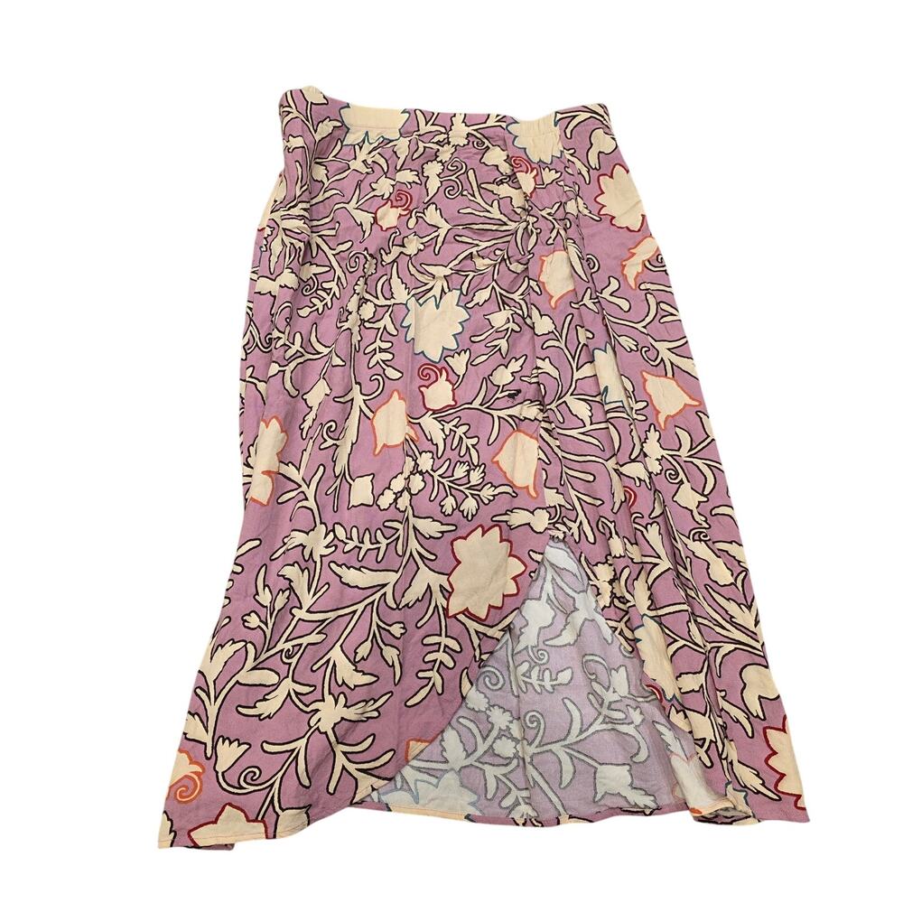Knox Rose pink abstract floral y2k drapey aline wrap skirt with slit‎ sz M